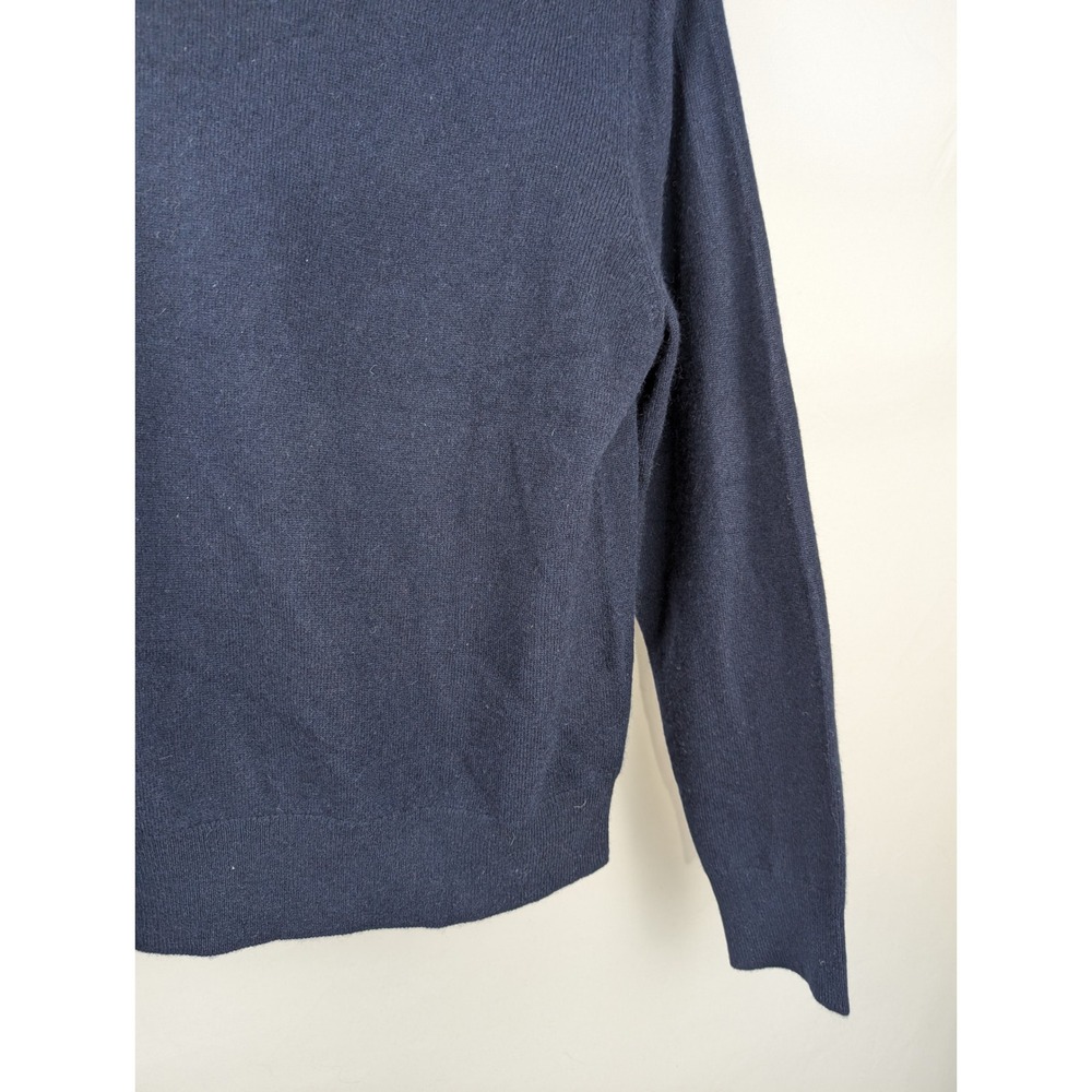 Quince 100% Mongolian Cashmere Crewneck Sweater Size L Navy Blue Quiet Luxury - Picture 4 of 8